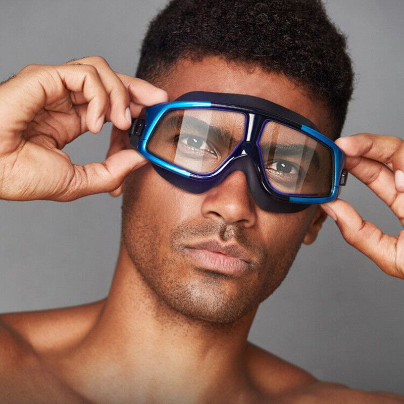 نظارات السباحة الإطار الكبير للرجال والنساء ، نظارات السباحة سيليكون ، نظارات مع سدادات الأذن ، HD مكافحة الضباب النظارات ، اكسسوارات السباحة