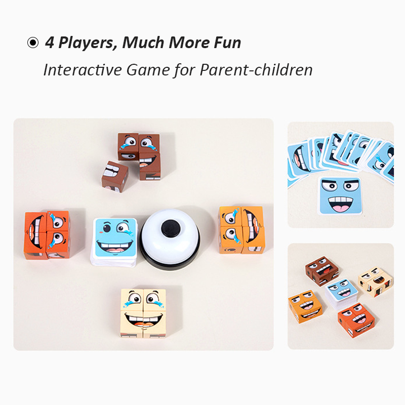 أطفال الوجه تغيير مكعب لعبة مونتيسوري التعبير لغز اللبنات اللعب التعلم المبكر التعليمية مباراة لعبة للأطفال