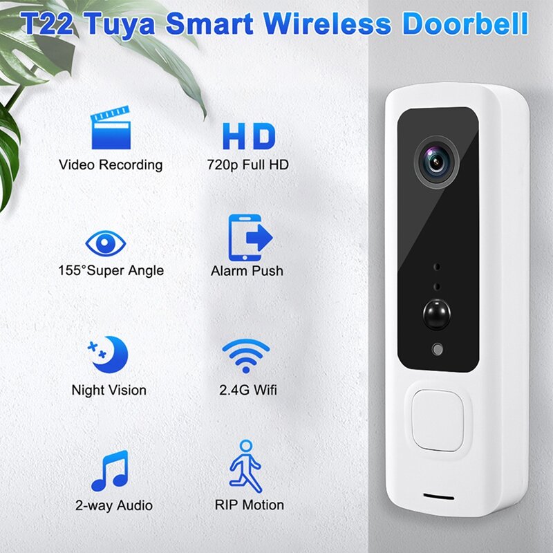 ABGZ-Tuya جرس باب يتضمن شاشة عرض فيديو المنزل الذكي اللاسلكي واي فاي الهاتف إنترفون جرس الباب 155 درجة عرض PIR للرؤية الليلية كاميرا الأمن