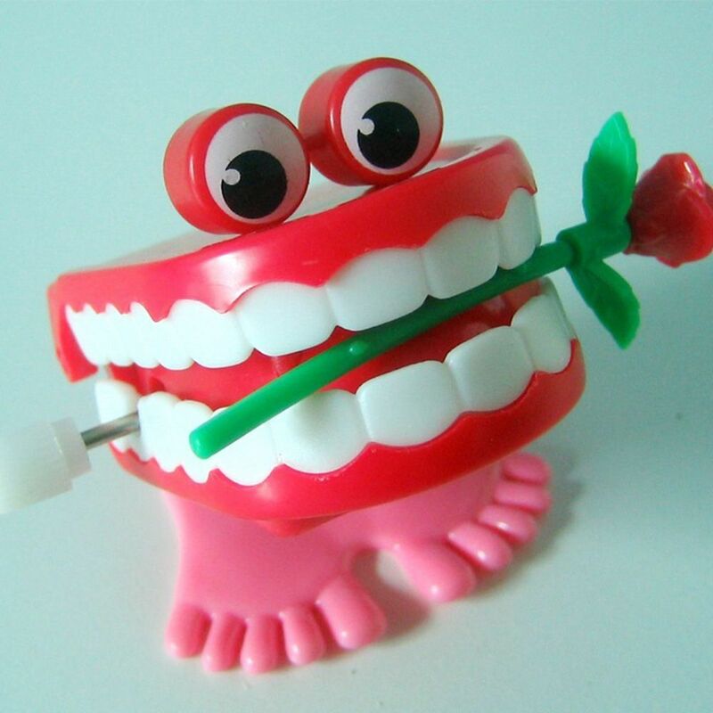 لطيف بابل طقم الأسنان الثرثرة مضحك البلاستيك يختتم عقارب الساعة لعبة عقارب الساعة لعبة الأسنان ارتفع المشي شكل الأسنان