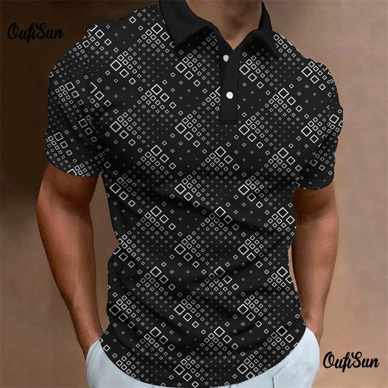 قمصان بولو رسمية مطبوعة ثلاثية الأبعاد للرجال ، قميص بأكمام قصيرة ، قميص كبير الحجم مصمم في الشارع ، ملابس عالية الجودة ، أزياء