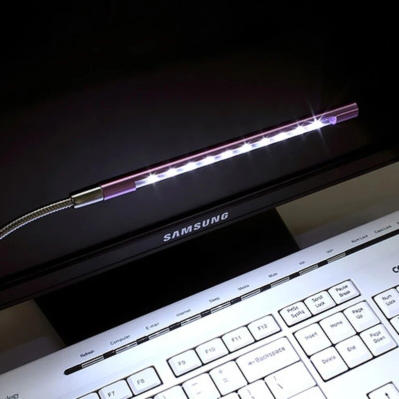 USB أضواء الليل LED كتاب ضوء لأجهزة الكمبيوتر المحمول دفتر لوحة المفاتيح القراءة الإضاءة 5 فولت مرنة Usb الجدول مصباح فضي أسود أرجواني
