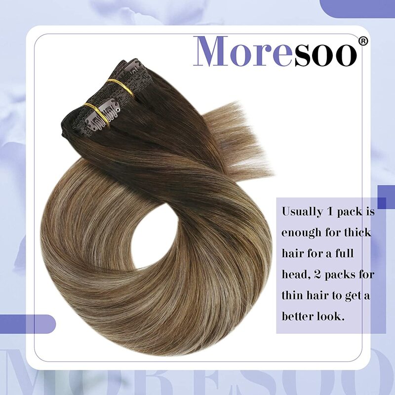 وصلات إطالة شعر Moresoo ، شعر طبيعي حقيقي ، مجموعة ريمي مستقيمة ، شعر بشري برازيلي ، 5 ، 7 ، تخفيضات كبيرة
