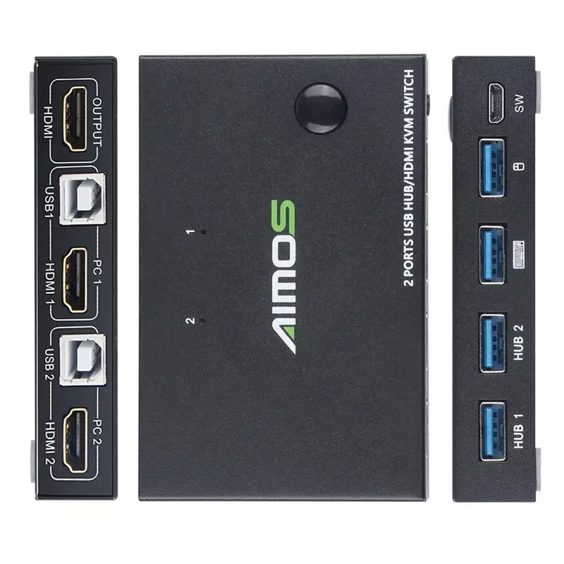 2 في 1 خارج 4K USB HDMI مفتاح ماكينة افتراضية معتمدة على النواة صندوق ل 2 قطعة لوحة المفاتيح تقاسم ماوس الطابعة التوصيل بالي فيديو عرض USB Swltch الخائن