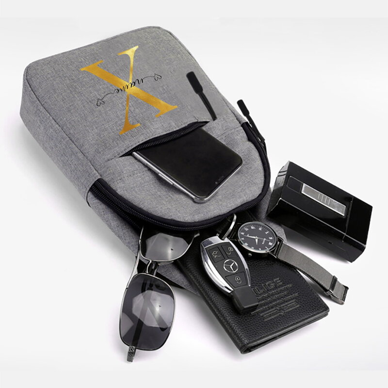 متعددة الوظائف الرجال حقيبة الصدر تخصيص اسم حقيبة كروسبودي رسالة طباعة مكافحة سرقة حقيبة سفر الذكور USB شحن الصدر حزمة