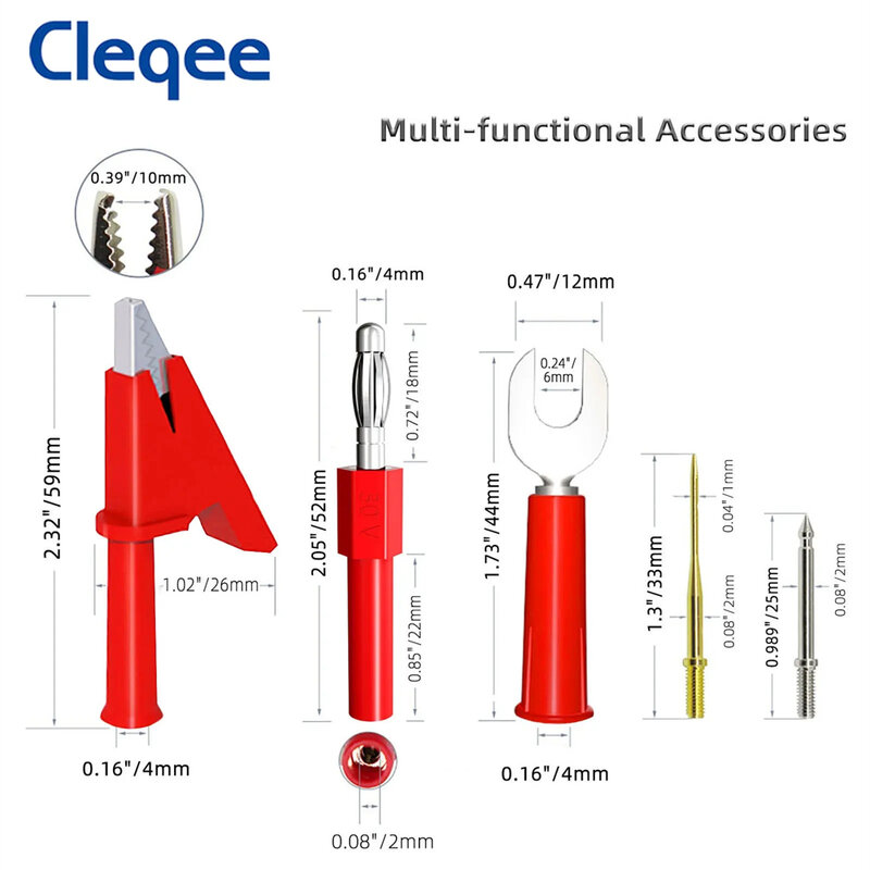 Cleqee مسابر متعددة قابلة للاستبدال موصلات اختبار الإبر أطقم مسابر لمقياس متعدد رقمي لنصائح الأسلاك متعددة