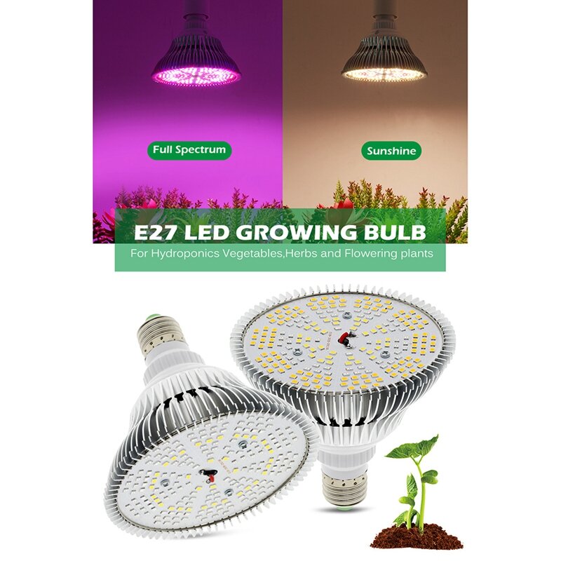 مصباح LED كامل الطيف النباتي ، إضاءة نباتات الدفيئة ، مصباح ، نمو E27 ، ضوء W ، جديد ، الزراعة المائية
