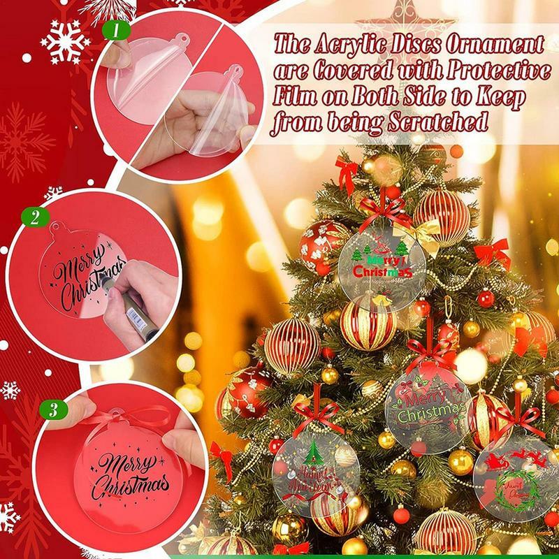 واضح الاكريليك شجرة عيد الميلاد الحلي ، جولة Blanks بها بنفسك الفراغات القرص ، متعددة الأغراض الديكور ملحق لغرفة النوم والمعيشة
