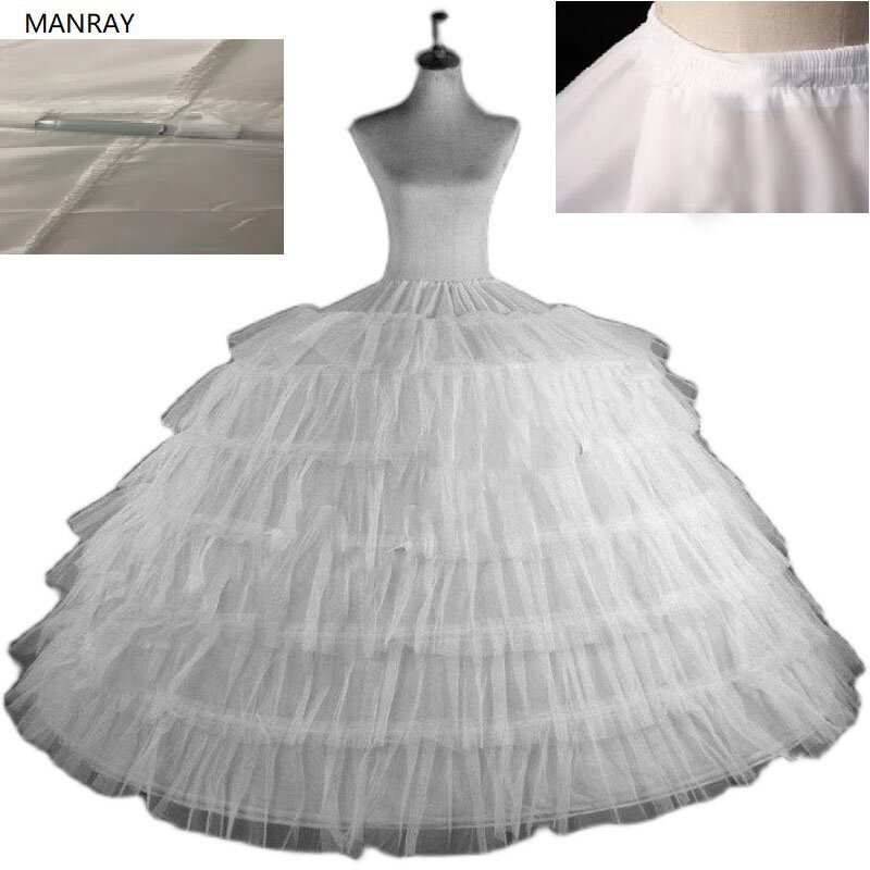 تنورة مانراي البيضاء تدعم 6 أطواق تنورات العروس لفستان الزفاف امرأة كبيرة كشكش ثوب تحتي منفوش تول قابل للتعديل