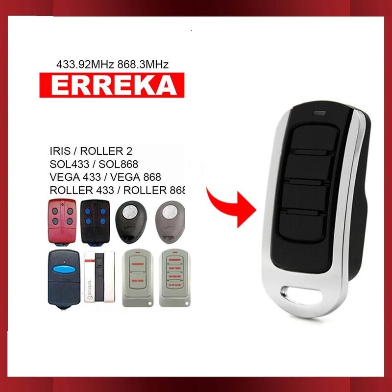 ERREKA IRIS-جهاز تحكم عن بعد لباب المرآب ، فتحت بوابة القيادة ، SOL ، VEGA ، الأسطوانة 2 ، 433MHz ، 868MHz ، 433MHz