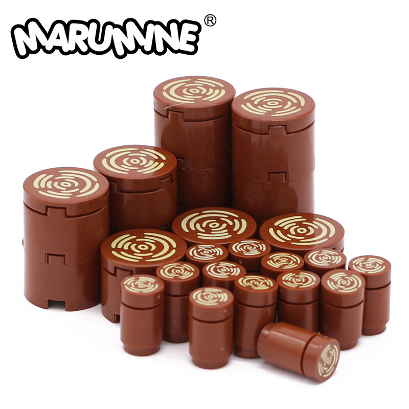 Marumine بلاط مستدير 2x2 مع جذع شجرة الخشب الحبوب نمط 100 قطعة MOC الطوب جزء تجميع اللبنات 14769pb196 98138pb042