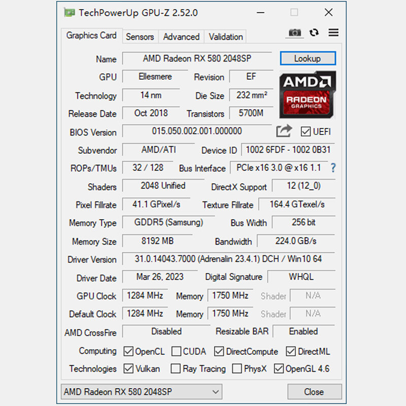 بطاقة رسومات ألعاب MLLSE-AMD راديون RX 580 ، 8 جيجابايت ، 2048SP ، GDDR5 ، 256 بت ، PCI Express 3.0 × 16 ، الأرخص