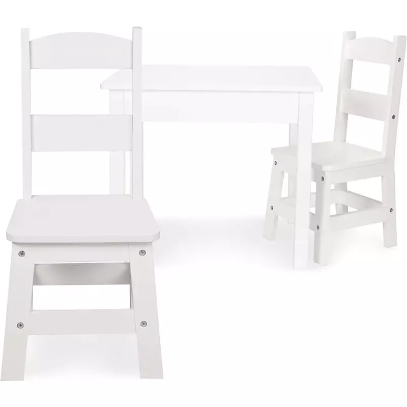 طاولة وكراسي خشبية للأطفال ، طاولة بيضاء مع كرسي ، مكاتب ، مكتب ، أثاث للأطفال والأطفال
