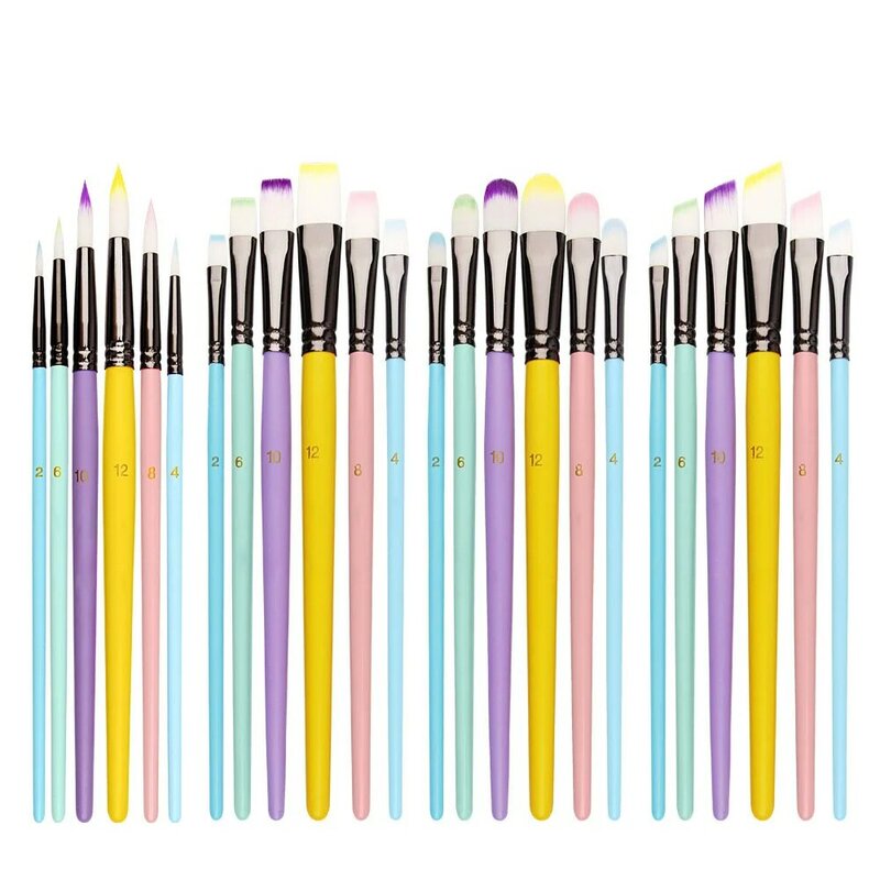 مجموعة أقلام فرشاة ألوان مائية ، مجموعة من 6 أجزاء ، مصنوعة من شعر النايلون ، قضيب خشبي قصير ، غواش ، أكريليك ، لوحة زيتية ، لوازم فنية