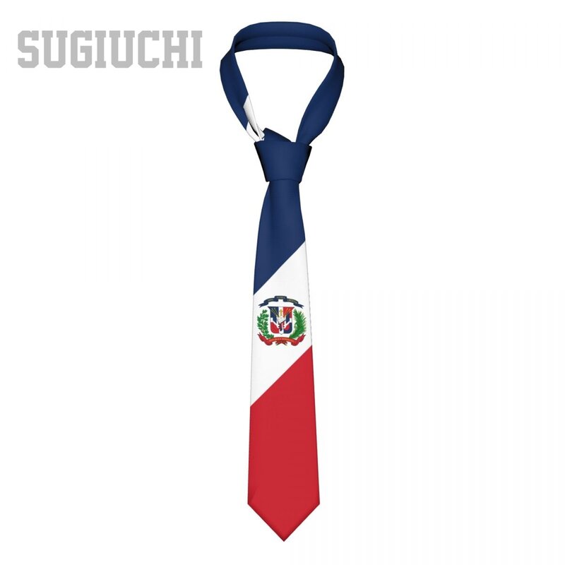 ربطة عنق للرجال والنساء عليها شعار علم جمهورية الدومينيك ، ربطة عنق منقوشة للخروجات اليومية ، مناسبة لحفلات الزفاف ، ربطة عنق للأعمال