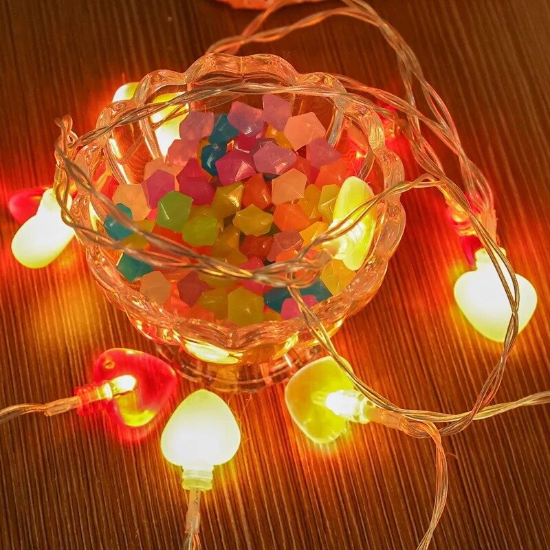 سلسلة ضوء LED على شكل قلب ، أضواء الجنية تعمل بالطاقة البطارية ، عيد الحب ، الزفاف ، السنة الجديدة ، الطرف ، ديكور عيد الميلاد ، جارلاند