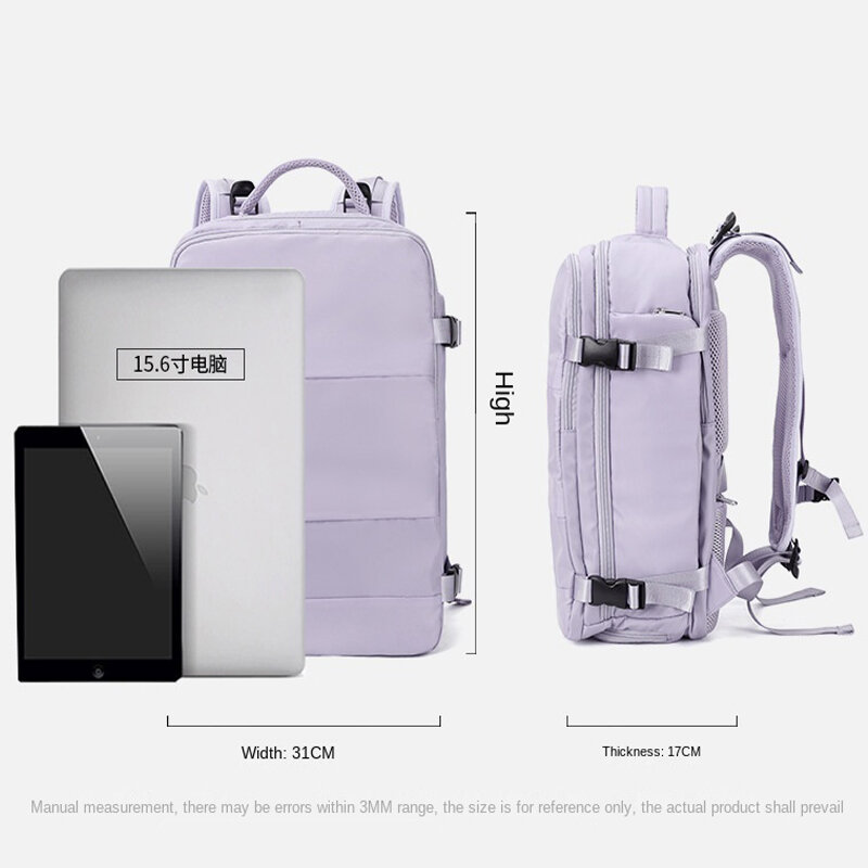 35L حقيبة سفر متعددة الوظائف حقيبة الكتف حقائب النساء مقاوم للماء USB شحن محمول على ظهره mochilas مع جيب الأحذية