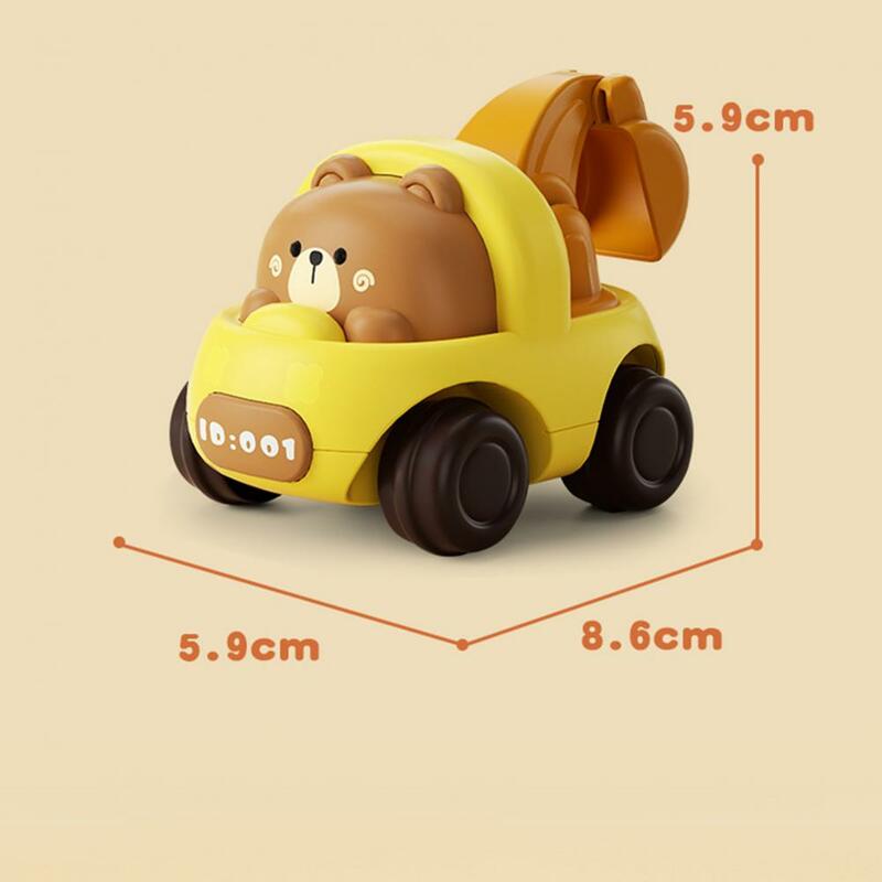 الكرتون شكل حيوان لعبة سيارة لطفل صغير ، أربع عجلات الجمود محرك حفارة ، نموذج سيارة لعبة ، لا بطارية المطلوبة