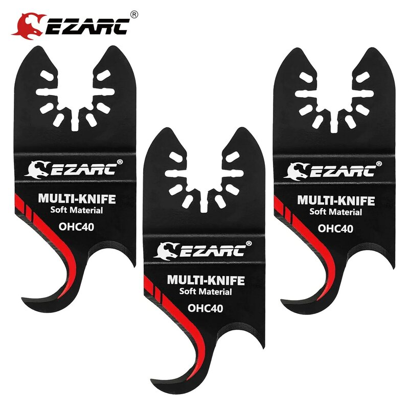 EZARC-تتأرجح متعددة أداة هوك سكين شفرة ، شفرات المنشار متعددة المهام لقطع المواد الناعمة ، القوباء المنطقية تسقيف ، السجاد البلاستيكية ، 3 قطعة