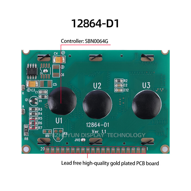 شاشة عرض LCD ، وحدة LCM ، فيلم أسود ، توصيل مباشر من المصنع ، LCM 12864-D1 ، BTN ، * 64 ، 75 *