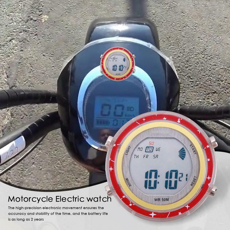دراجة نارية ساعة رقمية السيارات مقاوم للماء رائعة مضيئة تصميم دراجة نارية صغيرة على مدار الساعة للسيارات الدراجات النارية