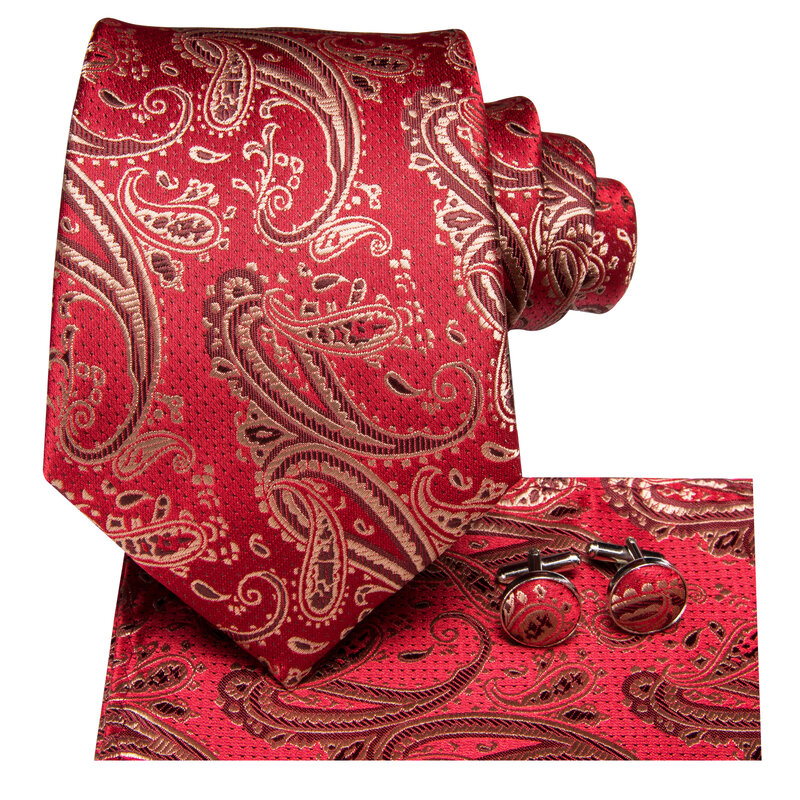 مرحبا-ربطة عنق حرير بيزلي هدية للرجال ، زفاف ، أحمر ، بورجوندي ، أزرار أكمام منديل ، تصميم عصري ، حفلة عمل ، توصيل مباشر
