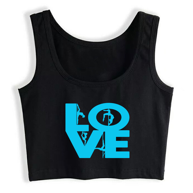 Pole Love Design Sexy Slim Fit Crop Top Pole Dancer Fitness Workout Breathable Tank Tops Summer Gym Training Camisole