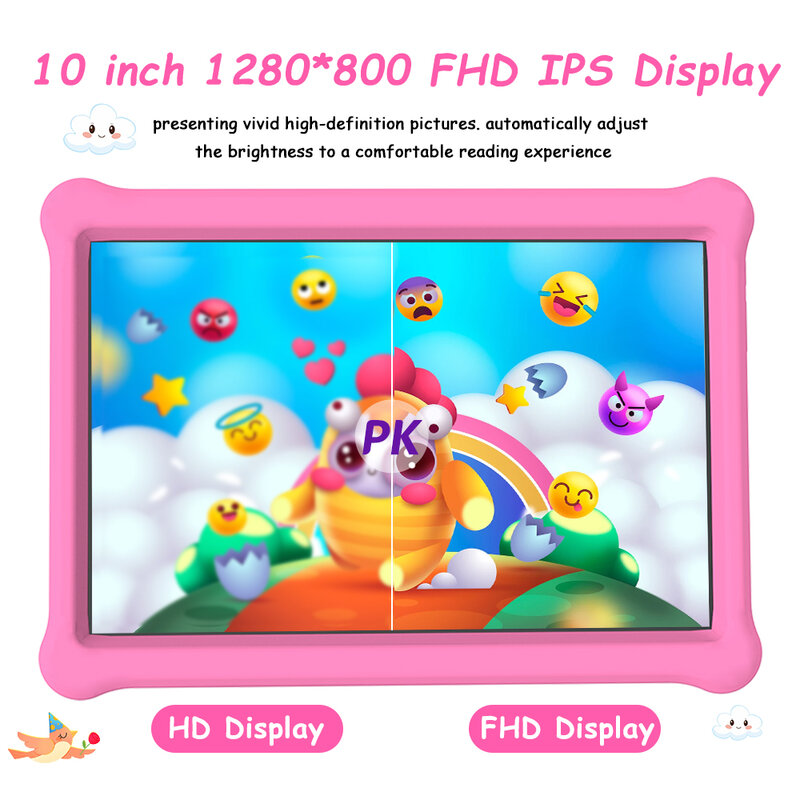 أجهزة لوحية للأطفال QPS 10 بوصة تعمل بنظام الأندرويد 11 1280*800 HD Ouad Core وwifi 2GB 32GB أجهزة لوحية للأطفال للدراسة مع حامل 6000mAh