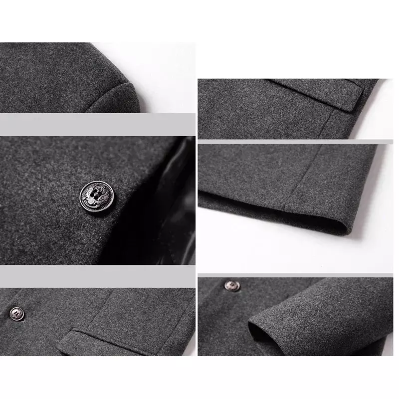 براون-معطف رجالي غير رسمي للأعمال ، معطف صوف أحادي اللون ، طراز صيني ، معطف للخريف والشتاء للرجال ، علامة تجارية ،