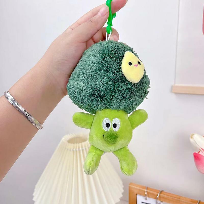 قلادة البروكلي الإبداعية ، دمية محاكاة الخضروات لطيف ، مفاتيح محشوة ومستوية للأطفال ، على ظهره