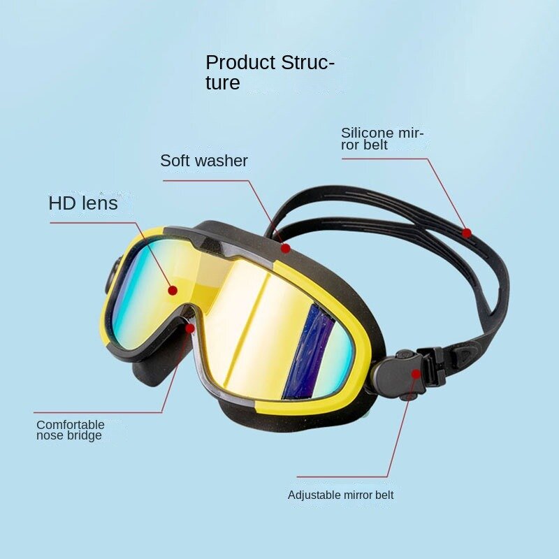 جديد كبير الإطار المهنية الكبار حماية عدسة الرجال النساء نظارات السباحة مقاوم للماء قابل للتعديل سيليكون السباحة نظارات
