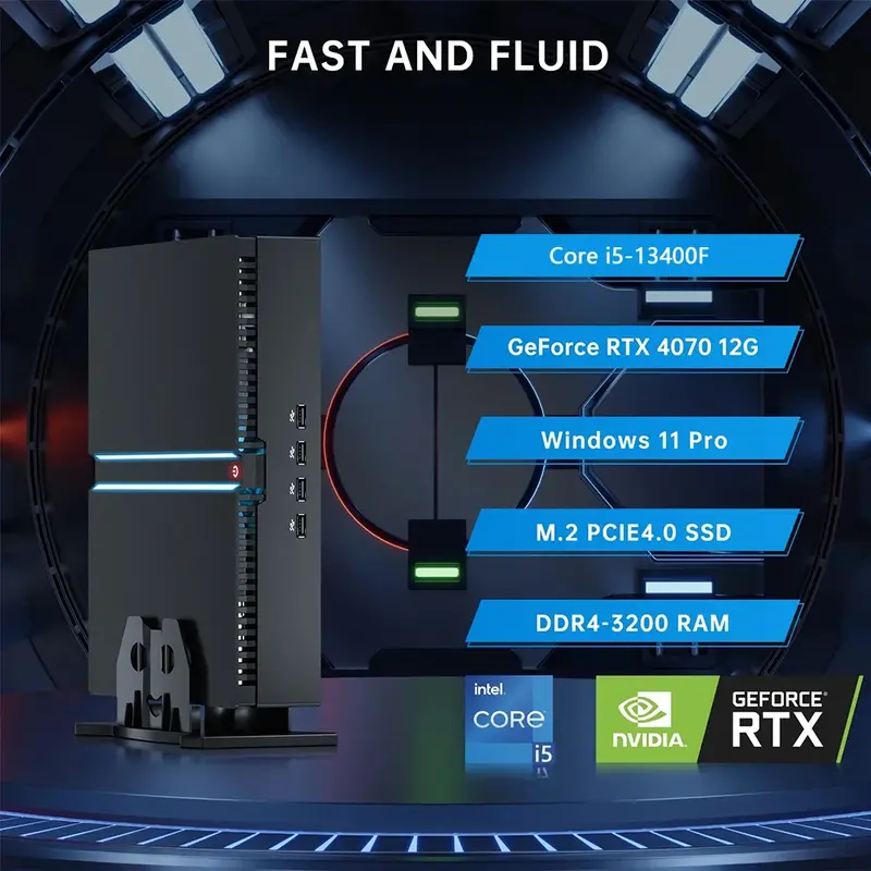 كمبيوتر صغير NVIDIA RTX4070 12G Intel Core Max 64G DDR5 RAM 2 مليون جرام NVME SSD 8K HD للألعاب ، رسومات منفصلة ، جديدة