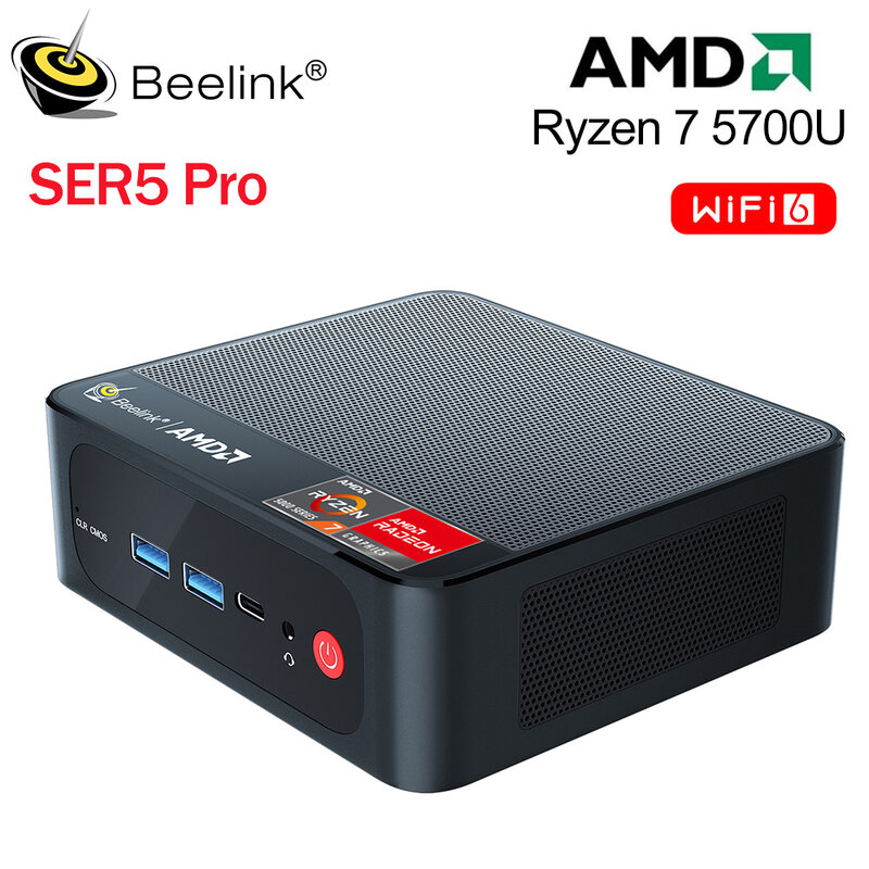 Beelink-SER5 برو ريزن 7 5700U كمبيوتر مصغر ، DDR4 ، 32GB SSD ، 500GB ، NVME SSD ، Wifi6 كمبيوتر مكتبي ، VS SER5 Max 5800H ، 2023
