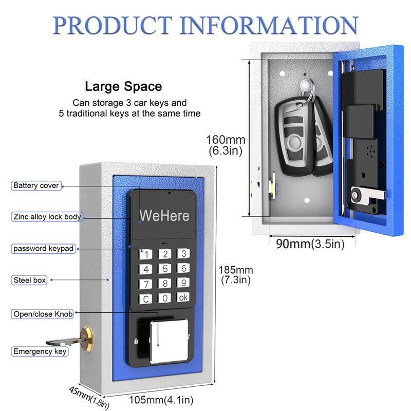 Wethis-مفتاح إلكتروني صندوق الأمان التخزين ، التحكم عن بعد ، كلمة المرور الذكية ، التطبيق ، الهاتف ، التحكم عن بعد ، الأمن في الهواء الطلق ، شقة ، إدارة الفندق
