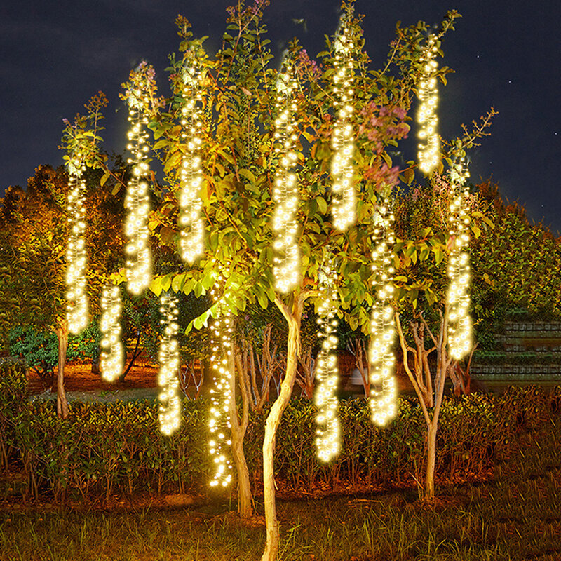 الإبداعية 3 IN1 360LED عيد الميلاد جارلاند النيزك دش سلسلة ضوء في الهواء الطلق مقاوم للماء جليد الجنية أضواء لقضاء عطلة شجرة ديكور