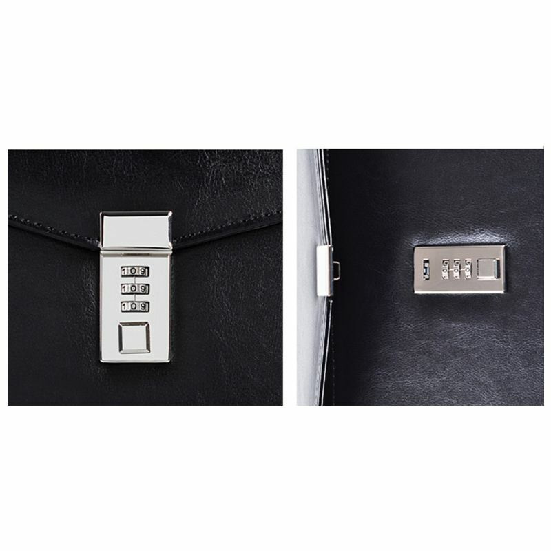 A4 مجلد ملفات وثيقة مع قفل بكلمة مرور حقيبة منظم بولي Leather الجلود مكتب مدير حقيبة السفر