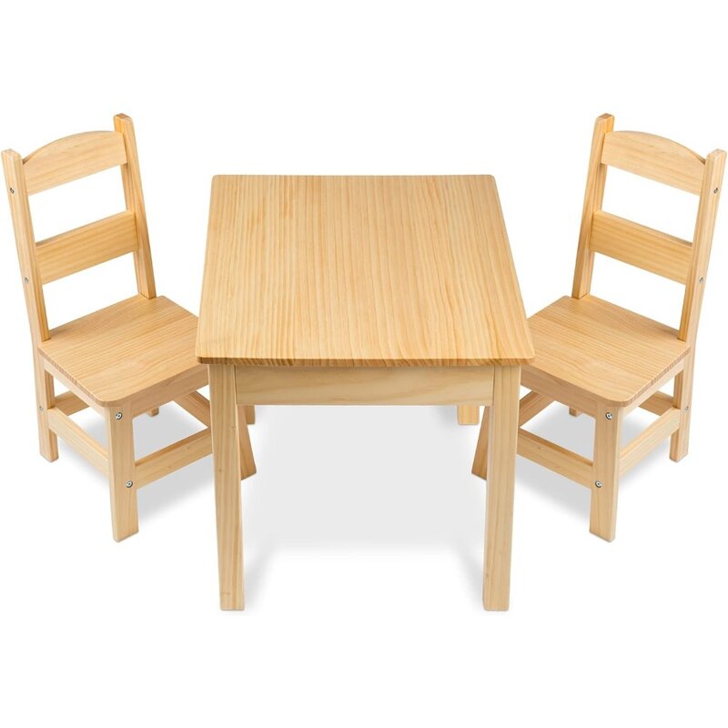 طاولة دراسة من الخشب الصلب مع كرسي للأطفال ، أثاث بإضاءة خفيفة ، مكتب مجاني ، مكتب شحن أشقر ، طقم كراسي 2