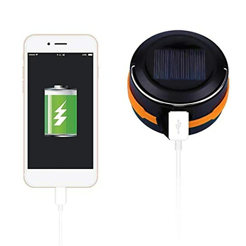فانوس تخييم LED محمول يعمل بالطاقة الشمسية ، USB قابل للطي ، يمكن تحميله للمشي لمسافات طويلة ، خيمة ، صيد ، AT35