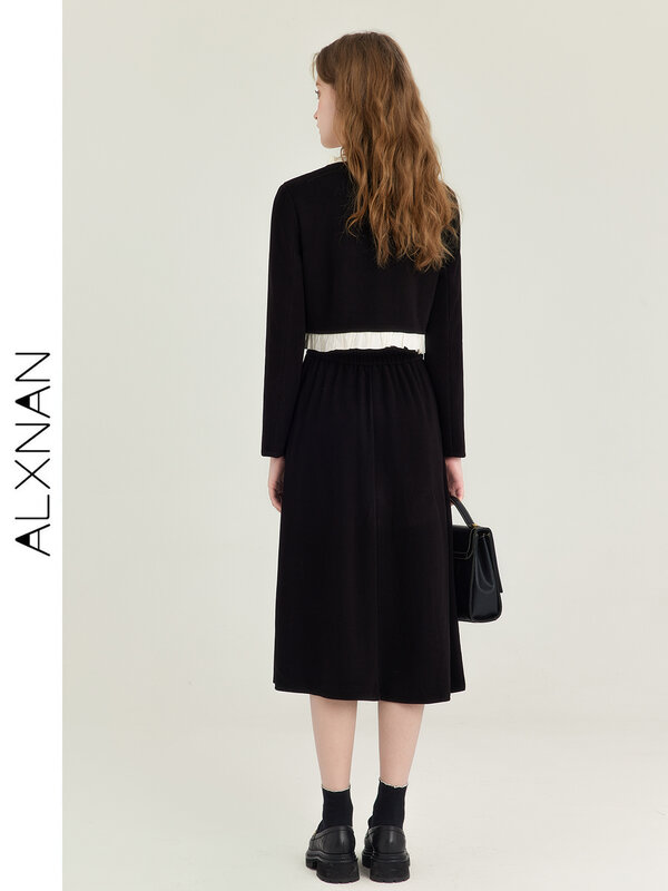 ALXNAN-بدلة نسائية فرنسية ، توب عطر صغير ، تنورة سوداء ضيقة عالية الخصر ، تباع منفصلة ، الخريف ، جديد ، T01006 ،