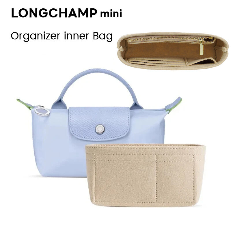Longchamp حقيبة صغيرة منظم مع سحاب ، التخزين ، ورأى محفظة ، إدراج حقيبة يد ، بطانة