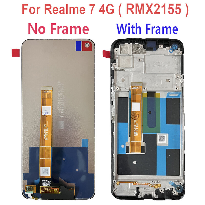 شاشة عرض أصلية لـ Realme 7 4G 5G RMX2155 RMX2151 RMX2111 شاشة عرض LCD تعمل باللمس رقمية لـ Realme7 LCD مع إطار