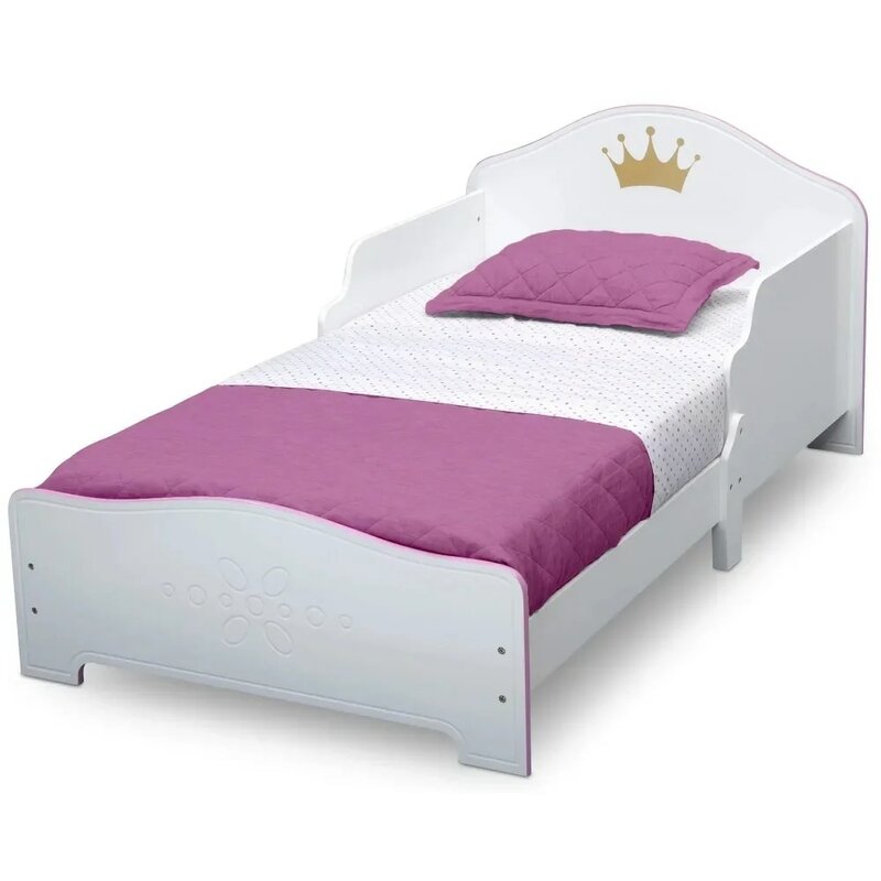 سرير الأميرة تاج خشبي للأطفال ، معتمد من الذهب الأخضر ، الأبيض والوردي ، أفضل هدية للأطفال