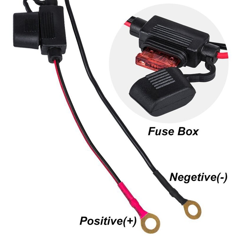 SAE إلى USB كابل محول مع مضمنة فيوز دراجة نارية مقاوم للماء شاحن سريع 2.1A شحن سريع ميناء للهاتف أقراص 12-24 فولت