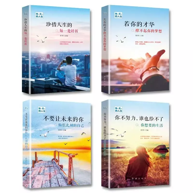 كتاب ملهم صيني للبالغين ، كتب رواية حياة فريدة ، ليبروس يمكن تعلم الكتابة الصينية ، 2 مجموعات ، 4 كتب لكل مجموعة