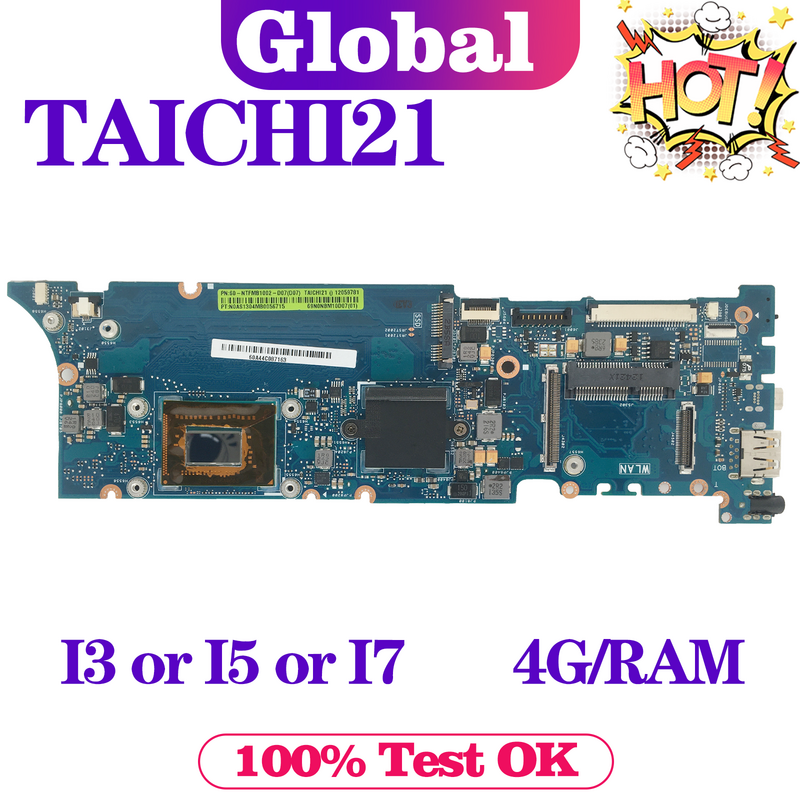 KEFU دفتر TAICHI21 اللوحة ل ASUS TAICHI 21 اللوحة المحمول Maintherboard مع I3-3217U I5-3317U I7-3537 CPU 4GB/RAM