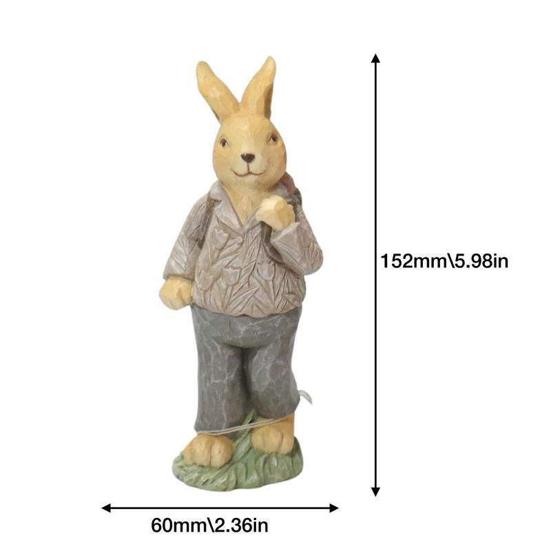الراتنج تمثال الأرنب الدائمة ، ديكور أرنب عيد الفصح ، تمثال مزرعة ريفي ، الربيع