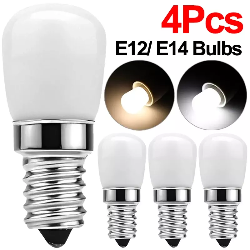 1/2/4 قطعة E14/E12 مصابيح كهربائية 220 فولت LED الثلاجة مصباح صغير استبدال المطبخ الثلاجة عرض إضاءة الخزانات آلة الخياطة مصابيح