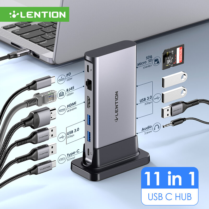 محطة إرساء بسعة USB C HUB ، 10 في 1 ، 4K60Hz ، HDMI ، PD100W ، قارئ البطاقات ، Type-C ، USB ، محول للكمبيوتر المحمول الجديد MacBook Pro Air