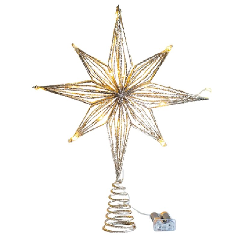 زينة LED لشجرة عيد الميلاد ، مصباح نجمة ، زينة عيد الميلاد المنزلية ، نجمة ثمانية مدببة ، ضوء شجرة