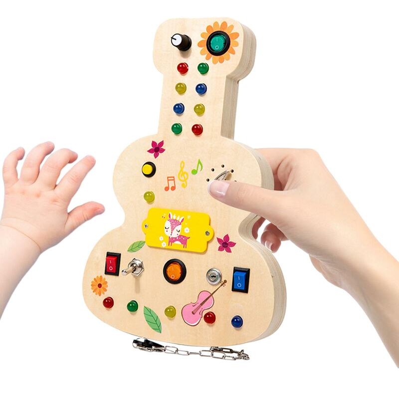مفتاح الإضاءة ألعاب لوحية مشغولة بأزرار على شكل جيتار لعبة الإدراك المهارات الحركية الأساسية للأولاد والبنات هدايا Bithday للأطفال